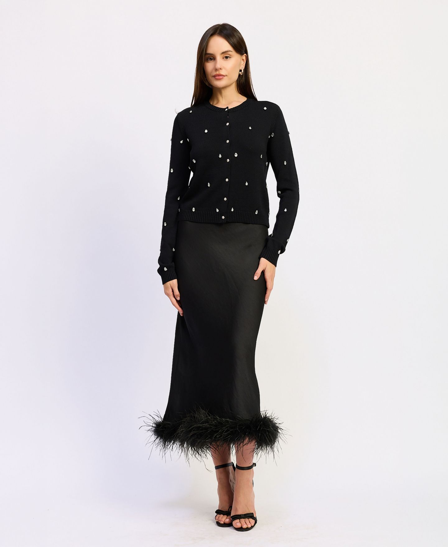 Женская юбка En Saison Vera Midi Satin A-Line High-Waisted, цвет: Бордо — фото 2