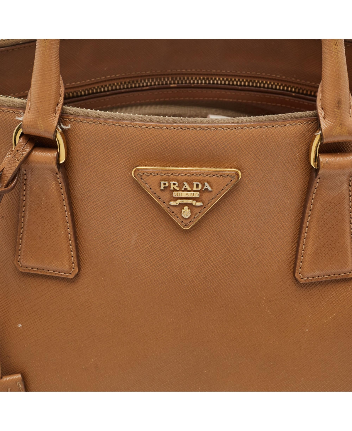 Pre-Owned Prada Saffiano Lux Leather Double Zip Tote