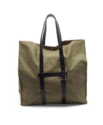 Canvas and Leather Buckle Tote Bag