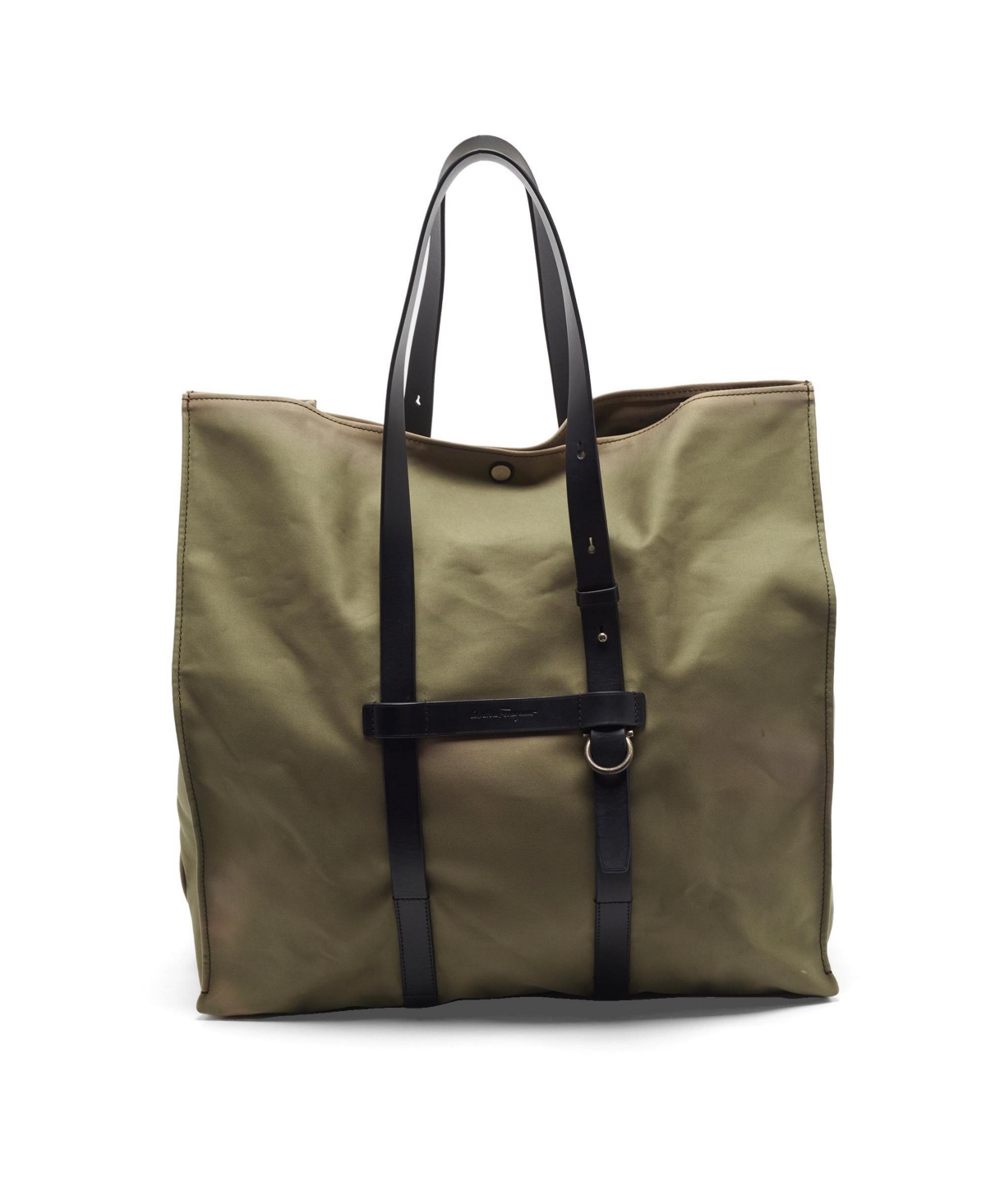 Pre-Owned Salvatore Ferragamo Canvas and Leather Buckle Tote Bag