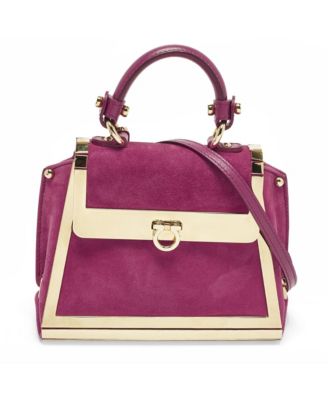 Sofia Mini Suede and Metal Top Handle Bag