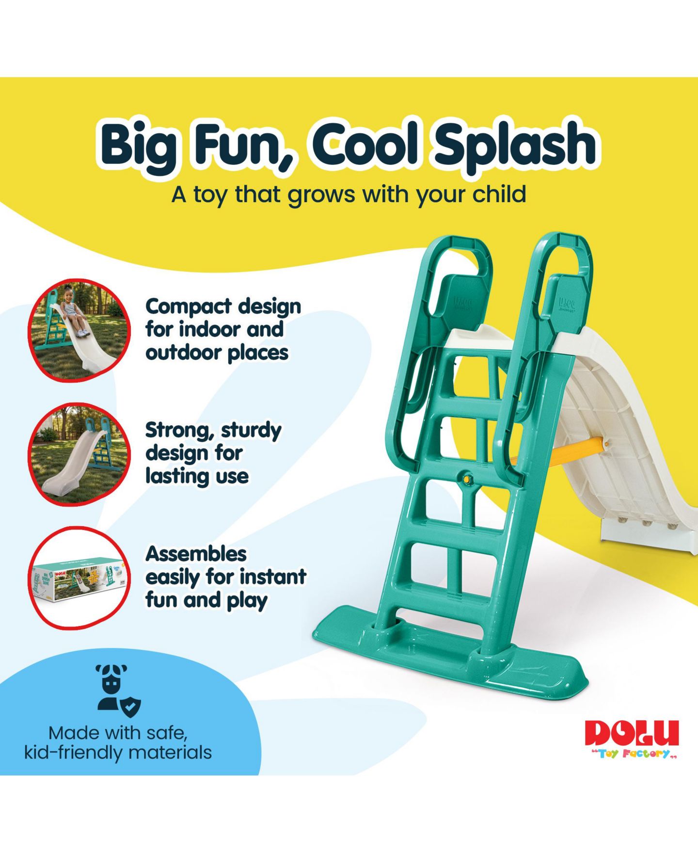Детская игрушка Dolu Big Splash Slide for Indoor or Outdoor Use with Water Connection Feature, цвет: Белый — фото 5