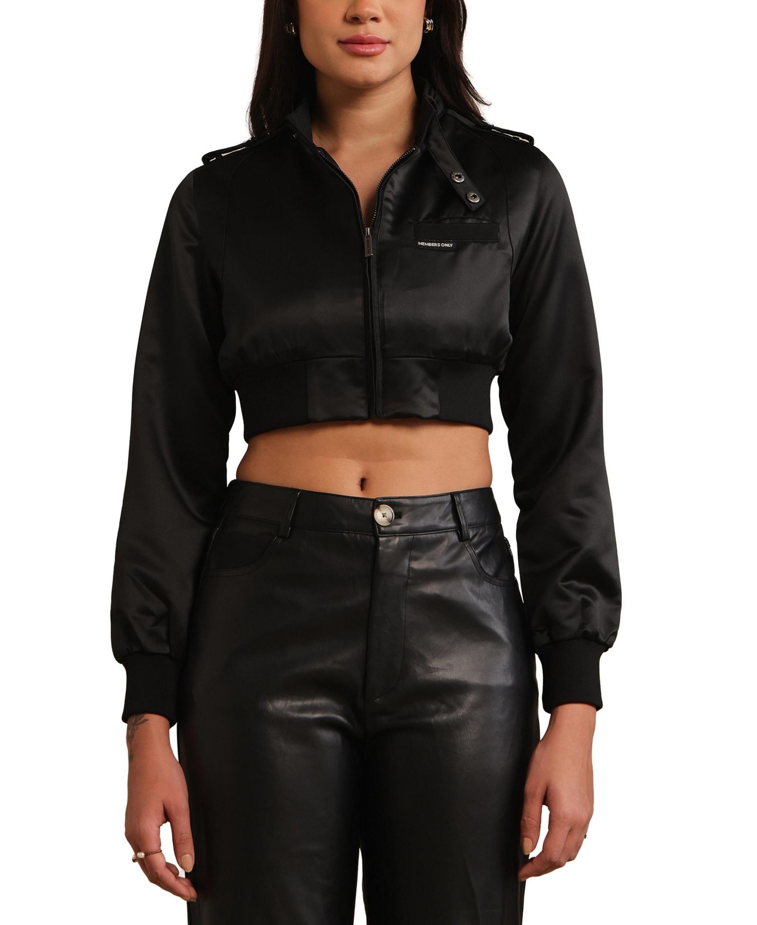 Women's Iconic Racer Cropped Satin Jacket