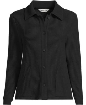 Women's Long Sleeve Waffle Collared Shacket