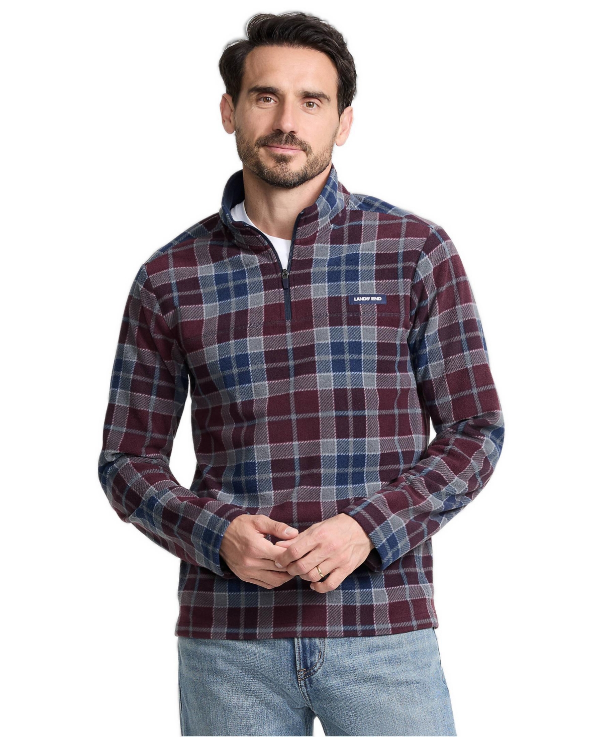 Lands' End Men's Big & Tall Anyweather Mock-Neck Fleece Quarter-Zip Pullover