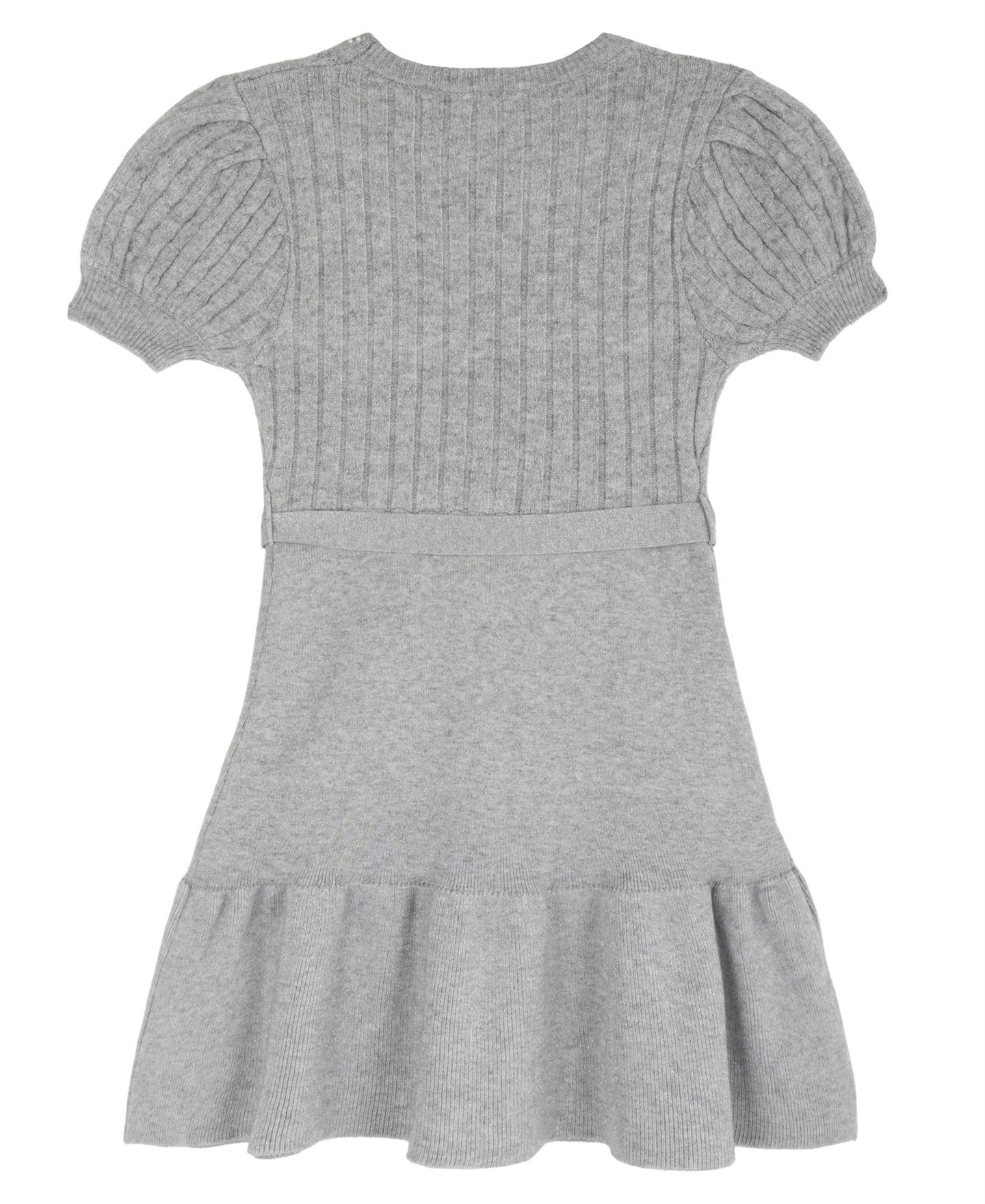 Платье Rare Editions Imitation Pearl-Embellished Puff-Sleeve Fit & Flare Sweater Dress для девочек, цвет: Серый — фото 5