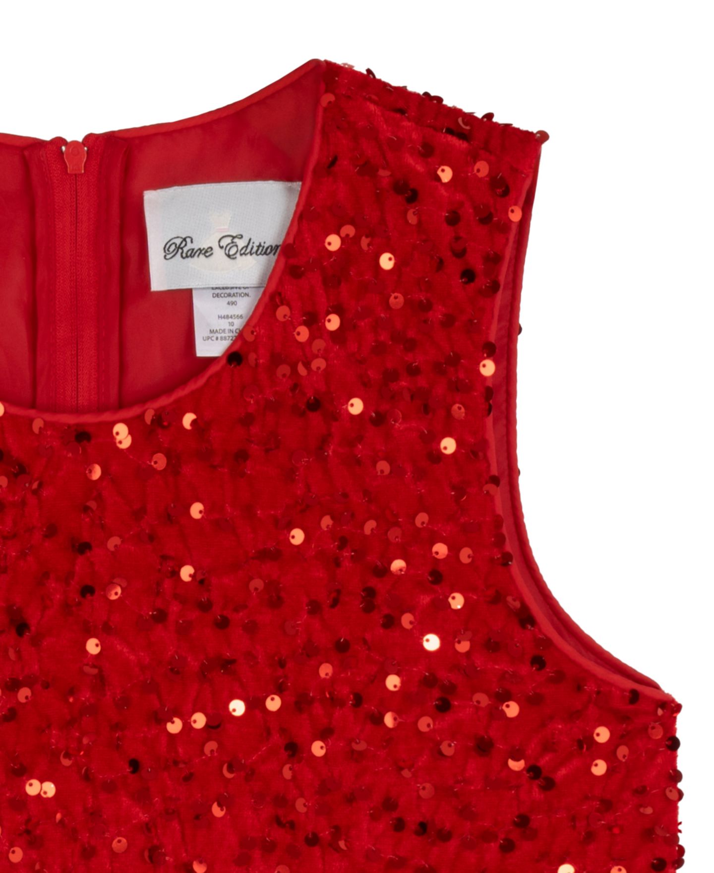 Платье Rare Editions Sequin Velvet Fit & Flare Bubble для девочек, цвет: Красный — фото 6