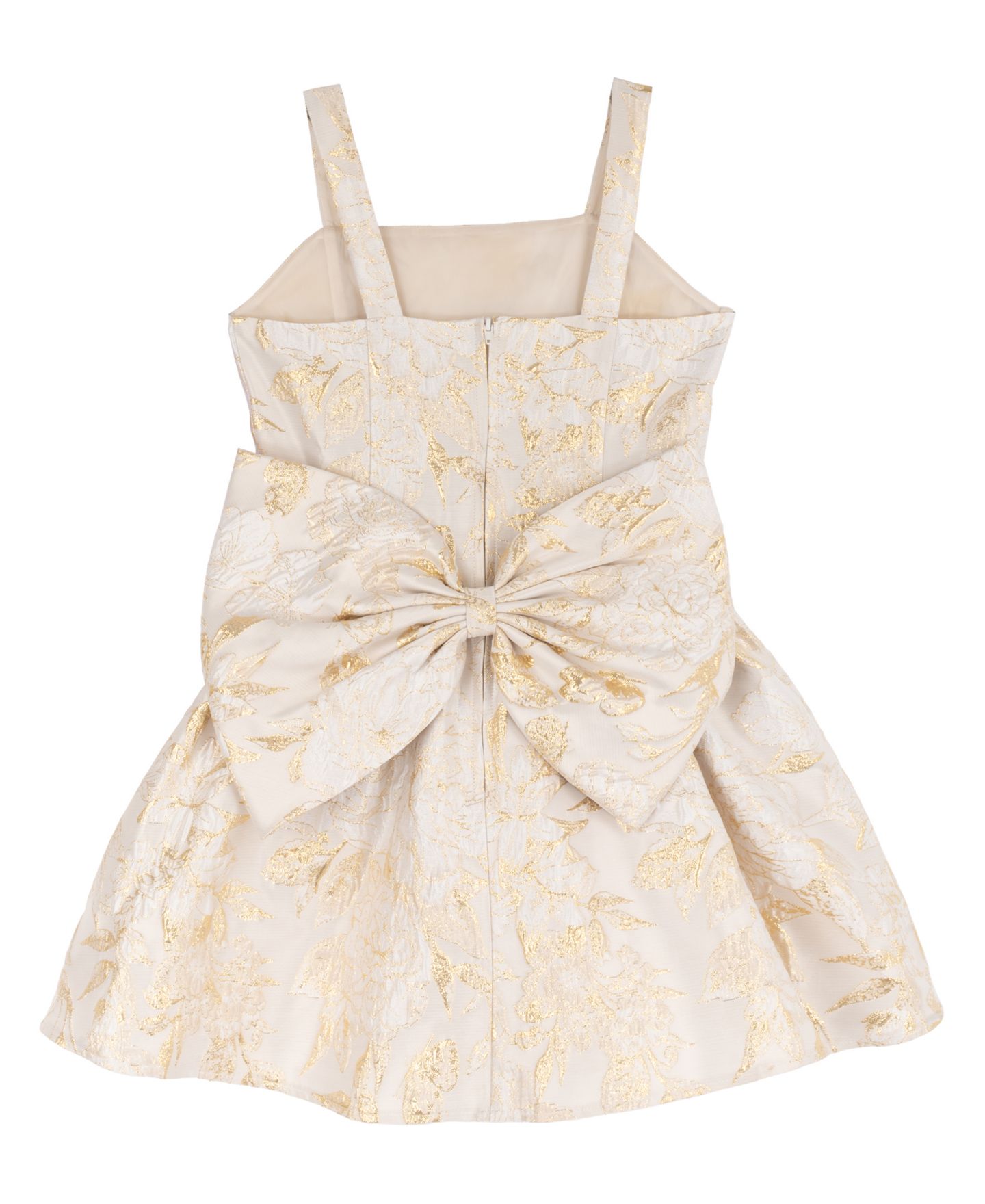 Платье Rare Editions Brocade Princess Bodice Square Neck Fit & Flare Metallic Floral для девочек, цвет: Слоновая кость — фото 5
