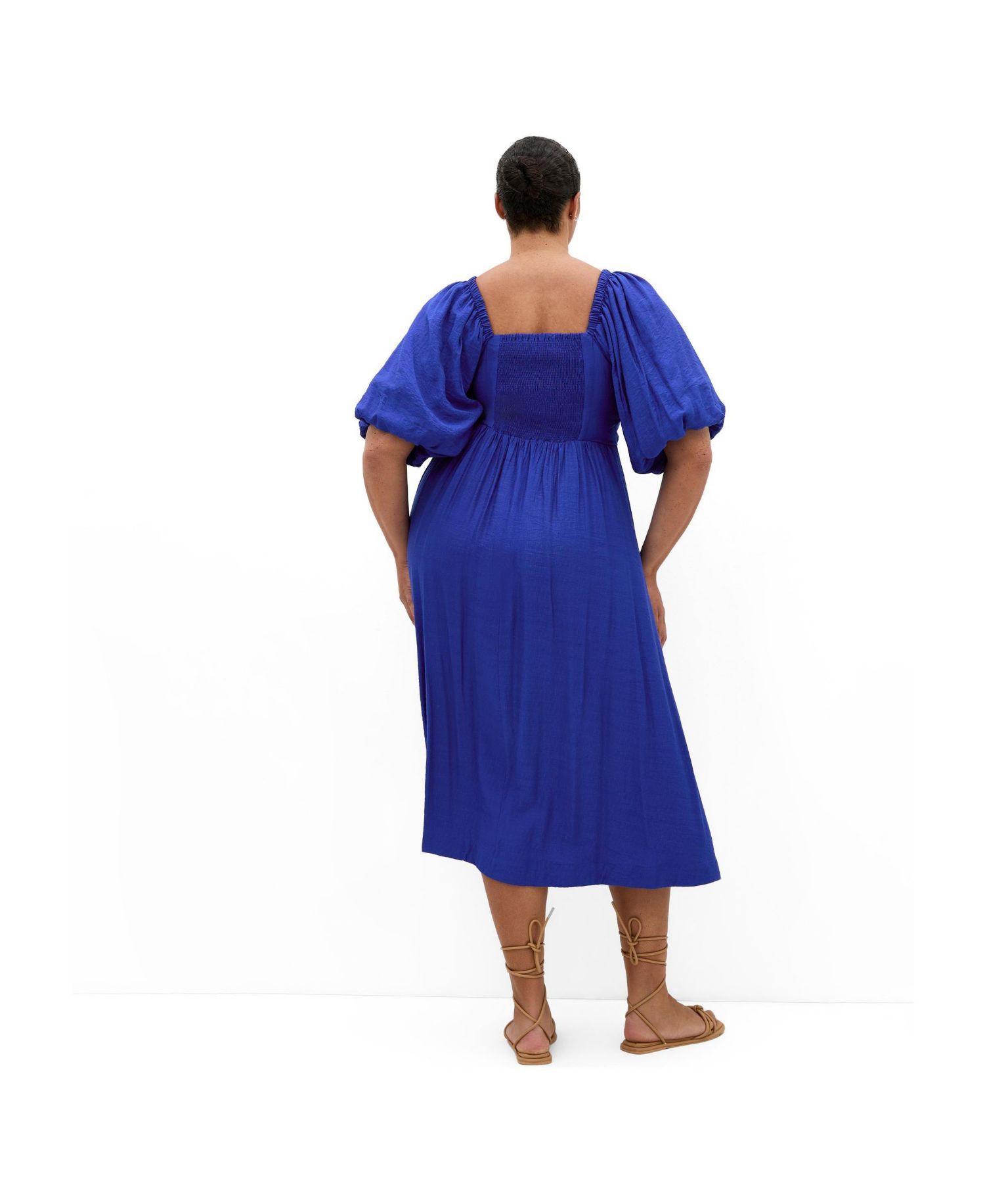 Plus Size Sheree Puff-Sleeve A-Line Midi Dress