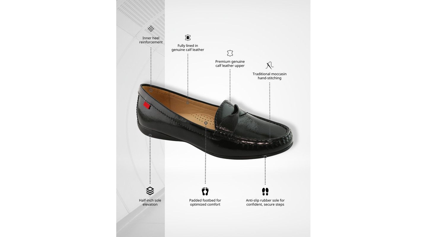 Женские туфли Marc Joseph New York Beverley Road Slip On Leather Loafer, цвет: Чёрная лаковая кожа — фото 3
