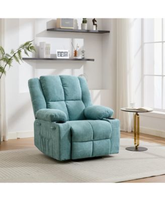 Massage and Heated Recliner, Padded Headrest and Backrest,155 degree Recline, Footrest with Pull Lever, Breathable Linen Sofa for Living Room