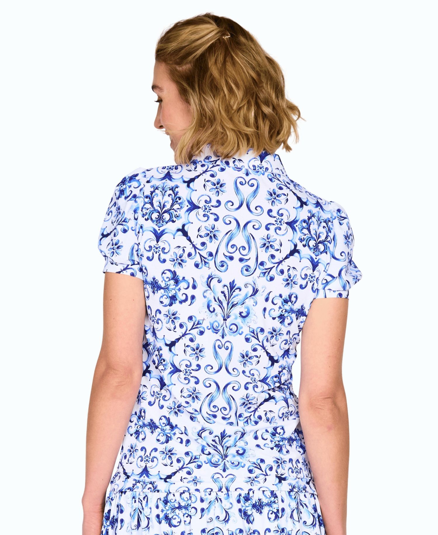 Women's Golf Hand-Painted Puffy Short-Sleeve Polo Shirt