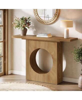Consoletafe - Rustieke Houten Sidetable met ronde opbergruimte - Bruin - 105 x 30 x 80 cm - Console Tafel voor Hal, Woonkamer, Entree