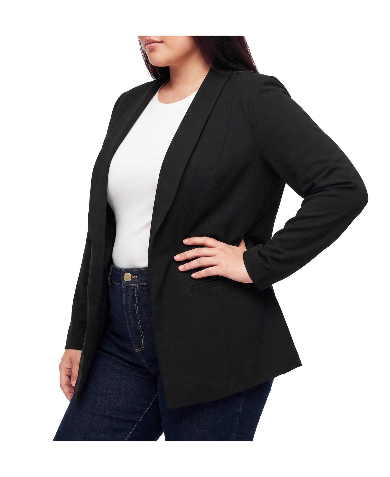 Plus Size Longline Shawl-Collar Blazer
