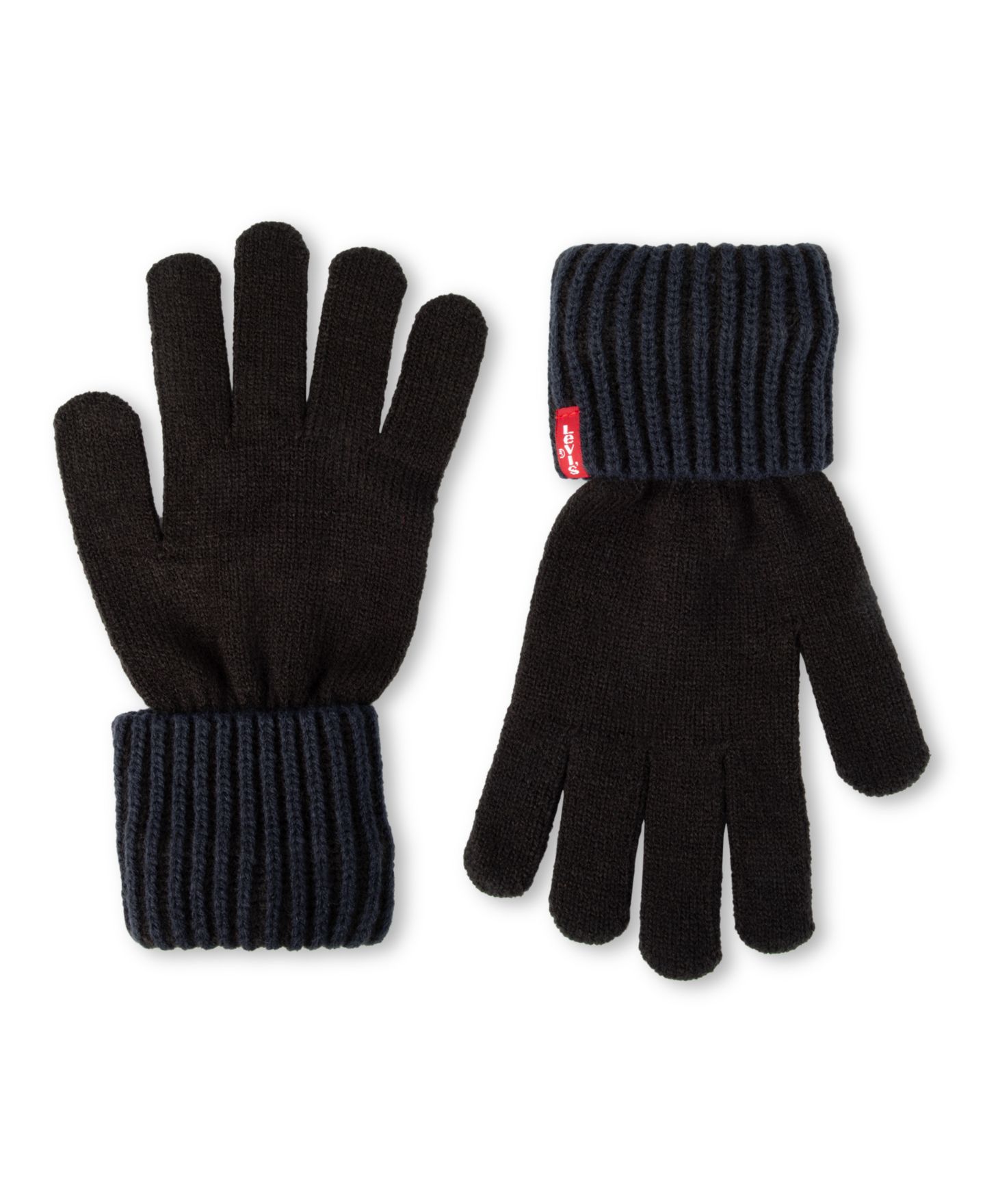 Мужские комплекты Levi's Fleece-Lined Rib-Knit Beanie & Gloves, 2-Piece Set, цвет: Тёмно-синий — фото 3