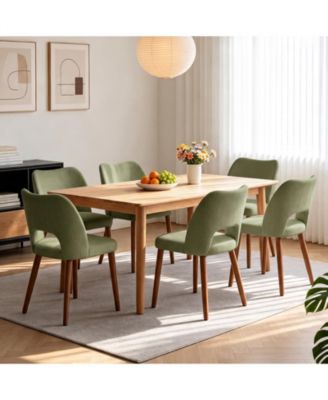 Modern Dining Chairs Set of 6, Chairs with Hollow Back, Solid Wood Legs, Tool-free Easy Assembly, Farmhouse Style for Kitchen and Dining Room