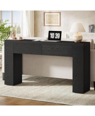 63-Inch Console Table with 2 Drawers, Farmhouse Wooden Entryway Table with Storage for Living Room, Hallway, Entrance