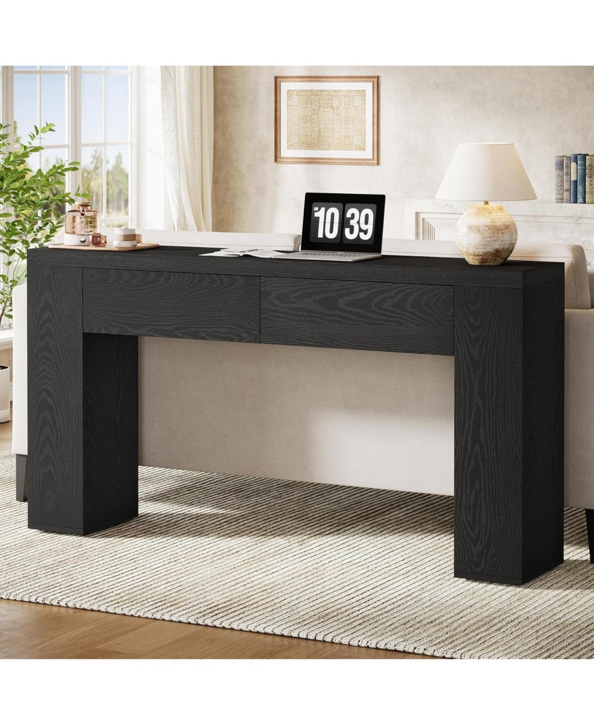 Tribesigns 63-Inch Console Table with 2 Drawers, Farmhouse Wooden Entryway Table with Storage for Living Room, Hallway, Entrance