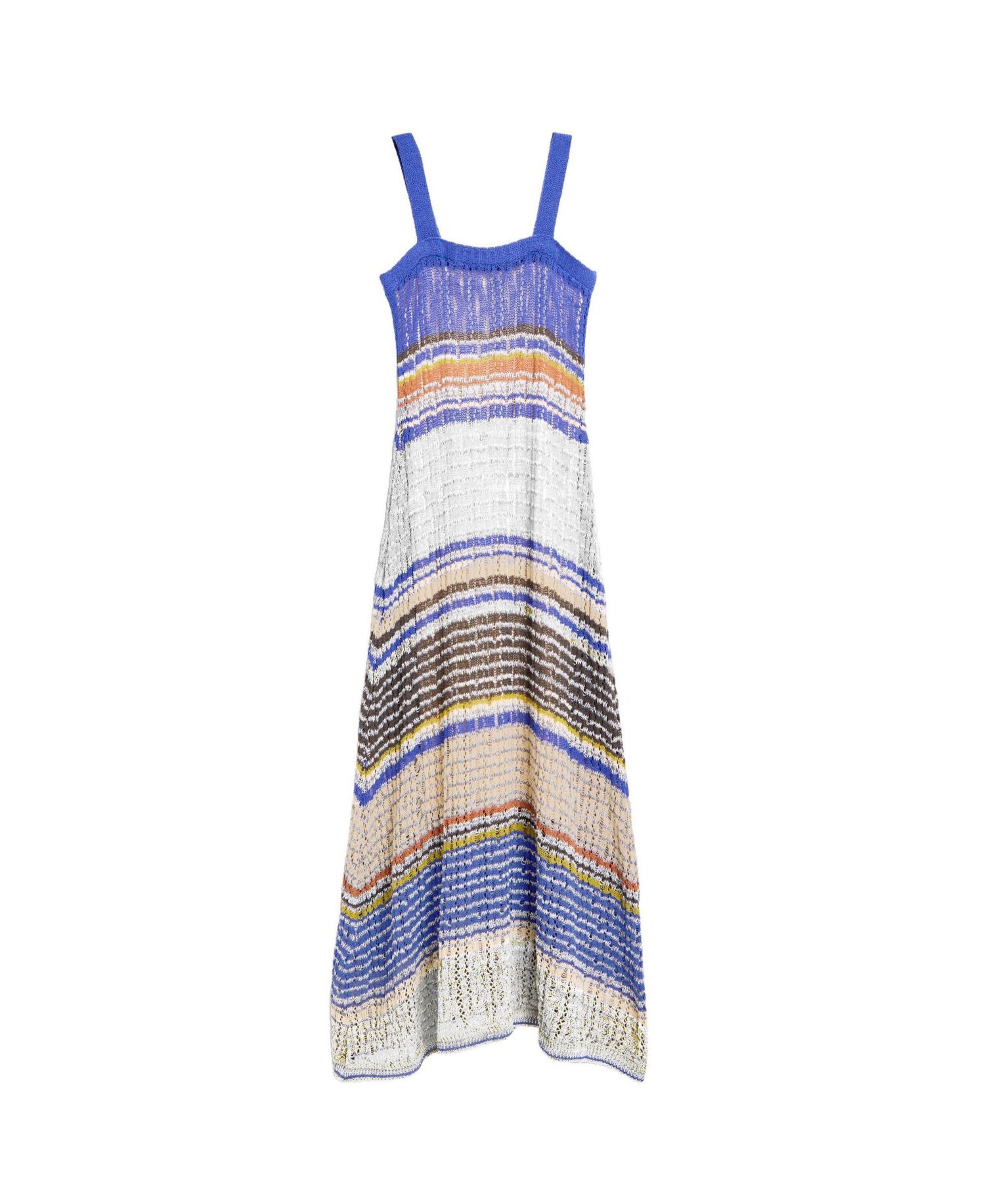 Women's Square Neck Striped Long Knit Dress