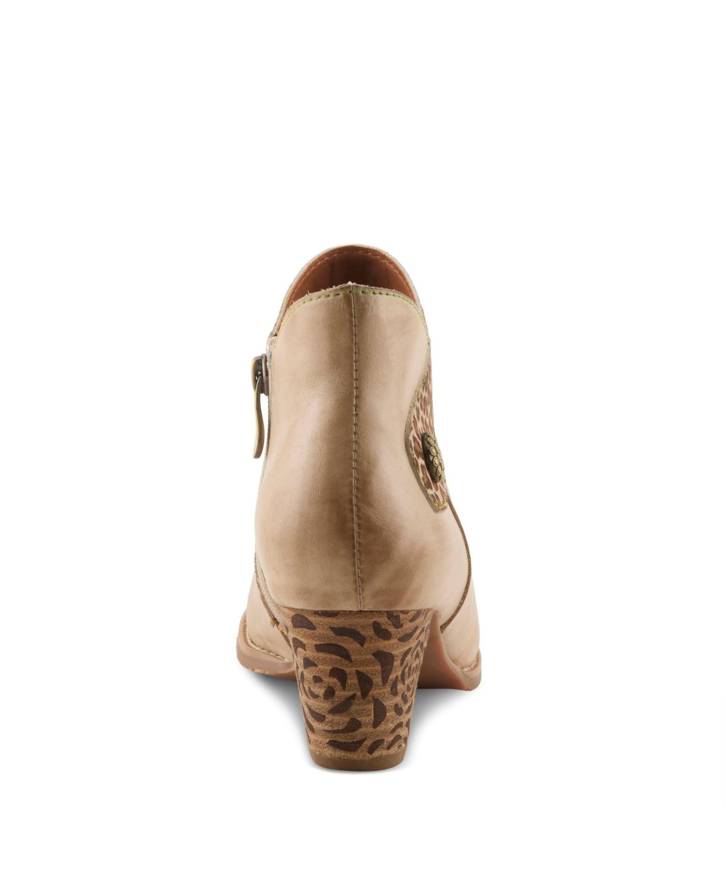 Женские ботинки L'Artiste Herekitty leo Leather Ankle Boots with Leopard Accent, цвет: Бежевый разноцветный — фото 5