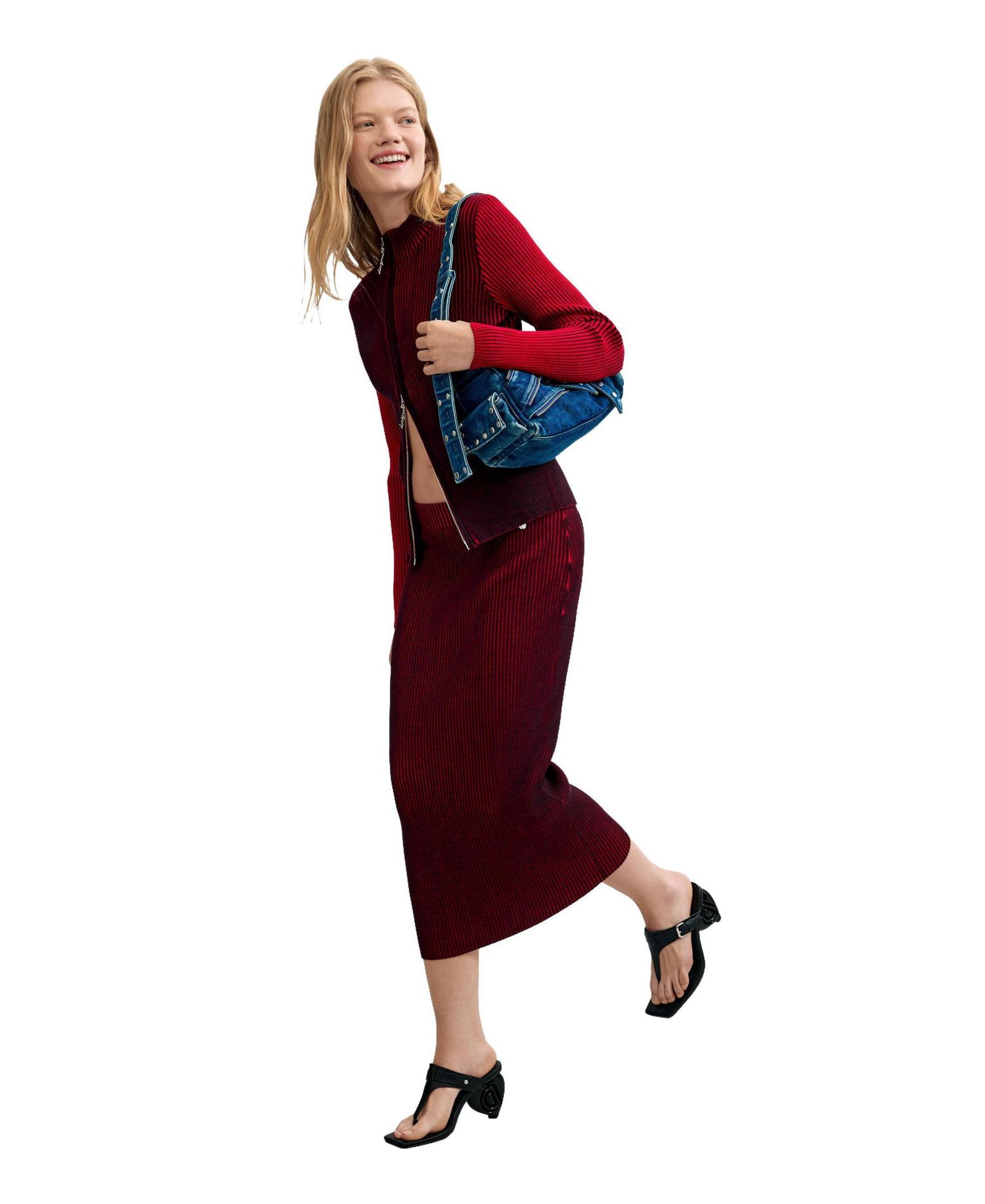 Women's High-Waisted Midi Pencil Skirt