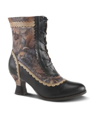 Women's Spring Step Bewitch-Floral Lace-Up Bootie with Painted Vamp