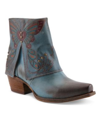 L`Artiste Women's Buterflykisses Leather Ankle Boots with Hand-painted Design