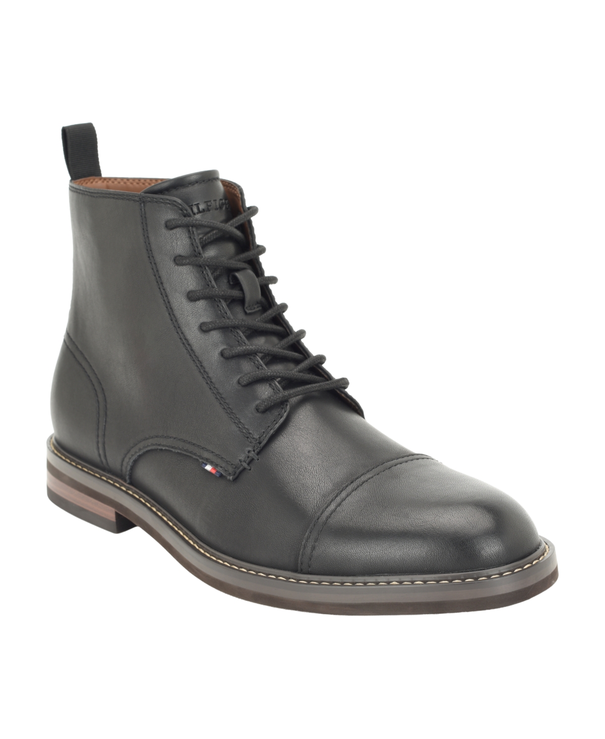 Tommy Hilfiger Men's Nuwar Cap Toe Memory Foam Cushioned Lace-Up Boots - Black