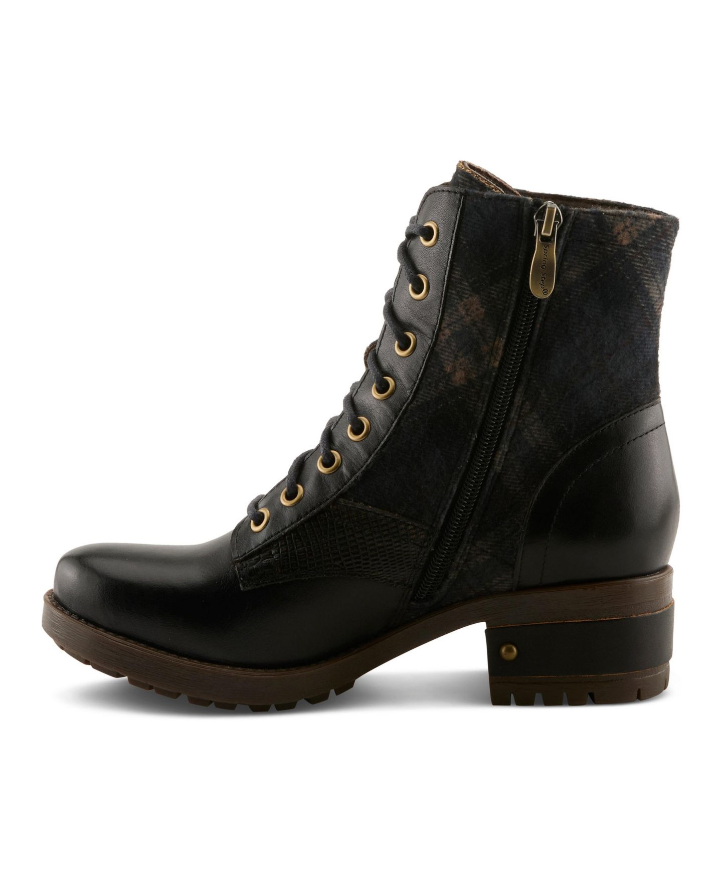 Женские ботинки L'Artiste Marty-plaid Lace-up Boots with Heritage Styling, цвет: Чёрный разноцветный — фото 2