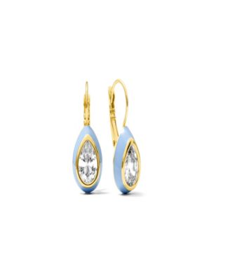 Enamel Cz Pear Drop Earrings