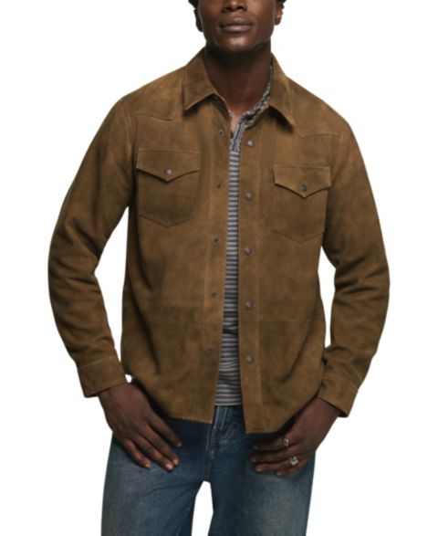 Мужская куртка Lucky Brand Suede Western Shirt Jacket, цвет: Рыжевато-коричневый