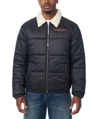 Men's Sherpa Collar Short Regular-Fit Puffer Jacket