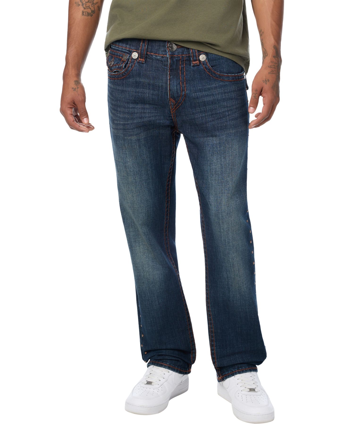 Men's Ricky Studded Straight-Leg Flap-Pocket Jeans