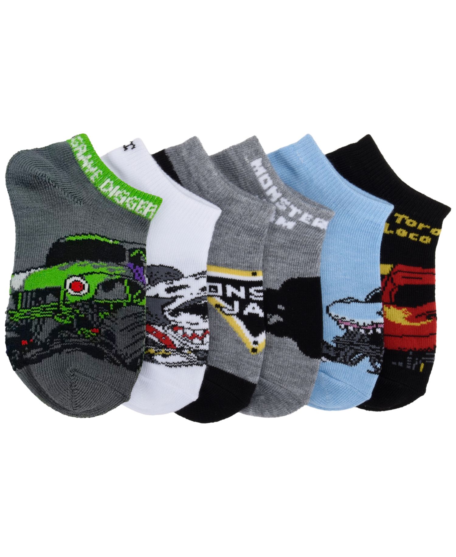 Boys' and Girls' 2T-5T Monster Jam Crew Ribbed-Cuff Socks, 6-Pack