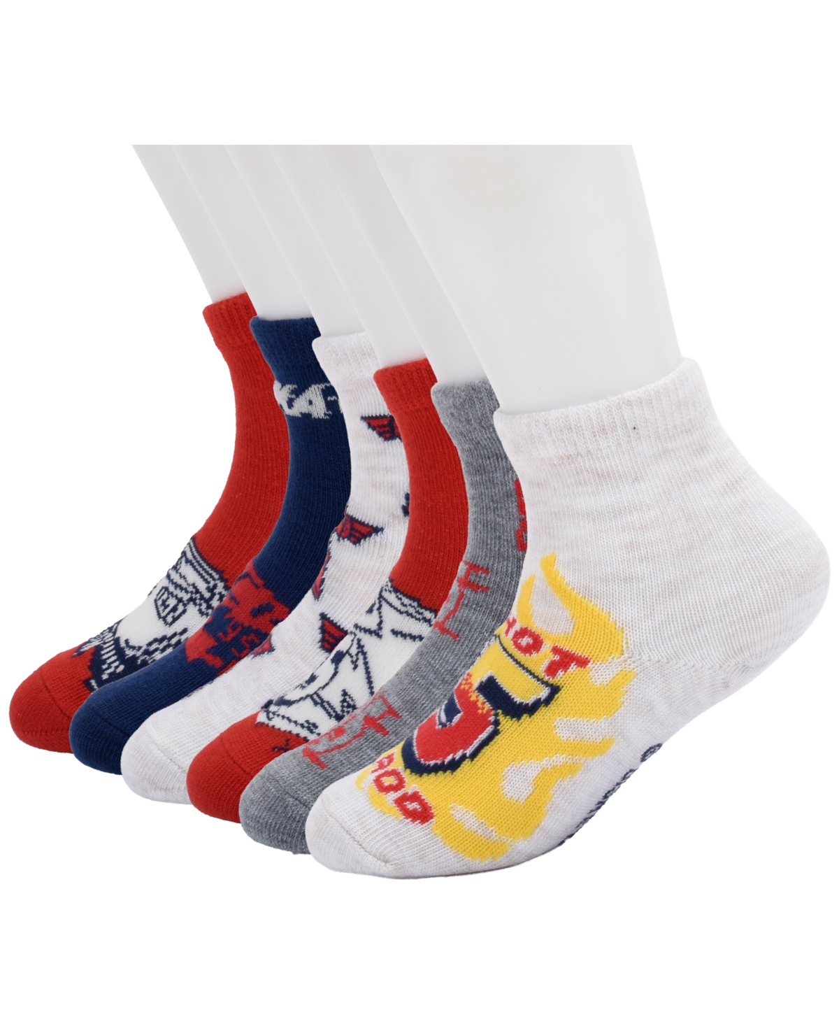 Planet Sox Toddler Boys' 2T-5T Cars Ankle Crew Socks, 6-Pack