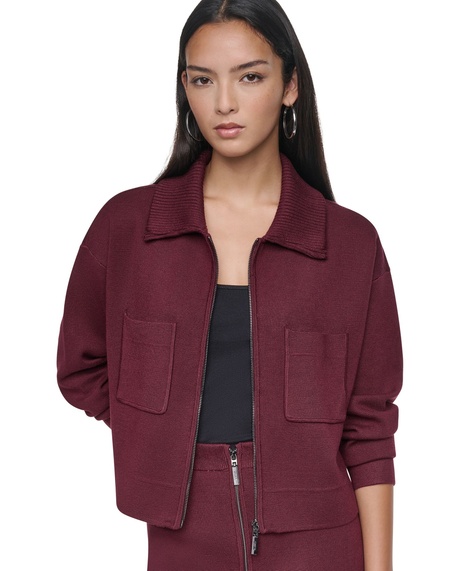 Women's Zip-Up Collared Sweater Jacket