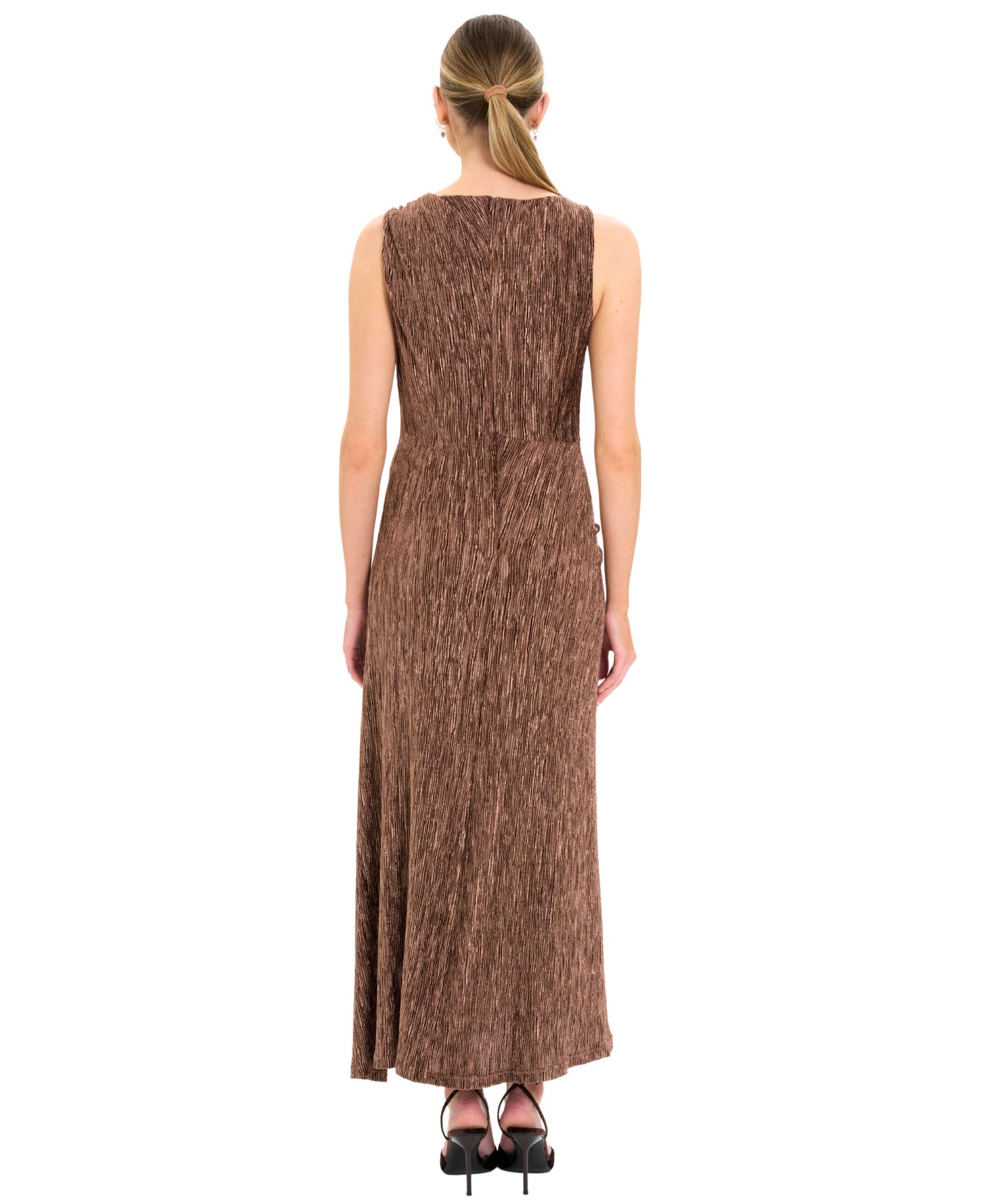 Women's A-Line Midi Crinkle Velvet Dress