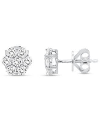 Lab-Grown Diamond Cluster Stud Earrings (1 ct. t.w.) in Sterling Silver (Also Available in Sterling Silver & 14k Gold-Plated)