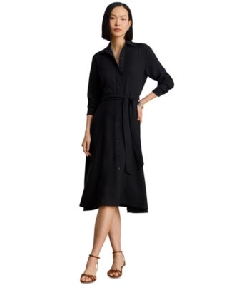 Women's Belted A-Line Midi Shirt Dress