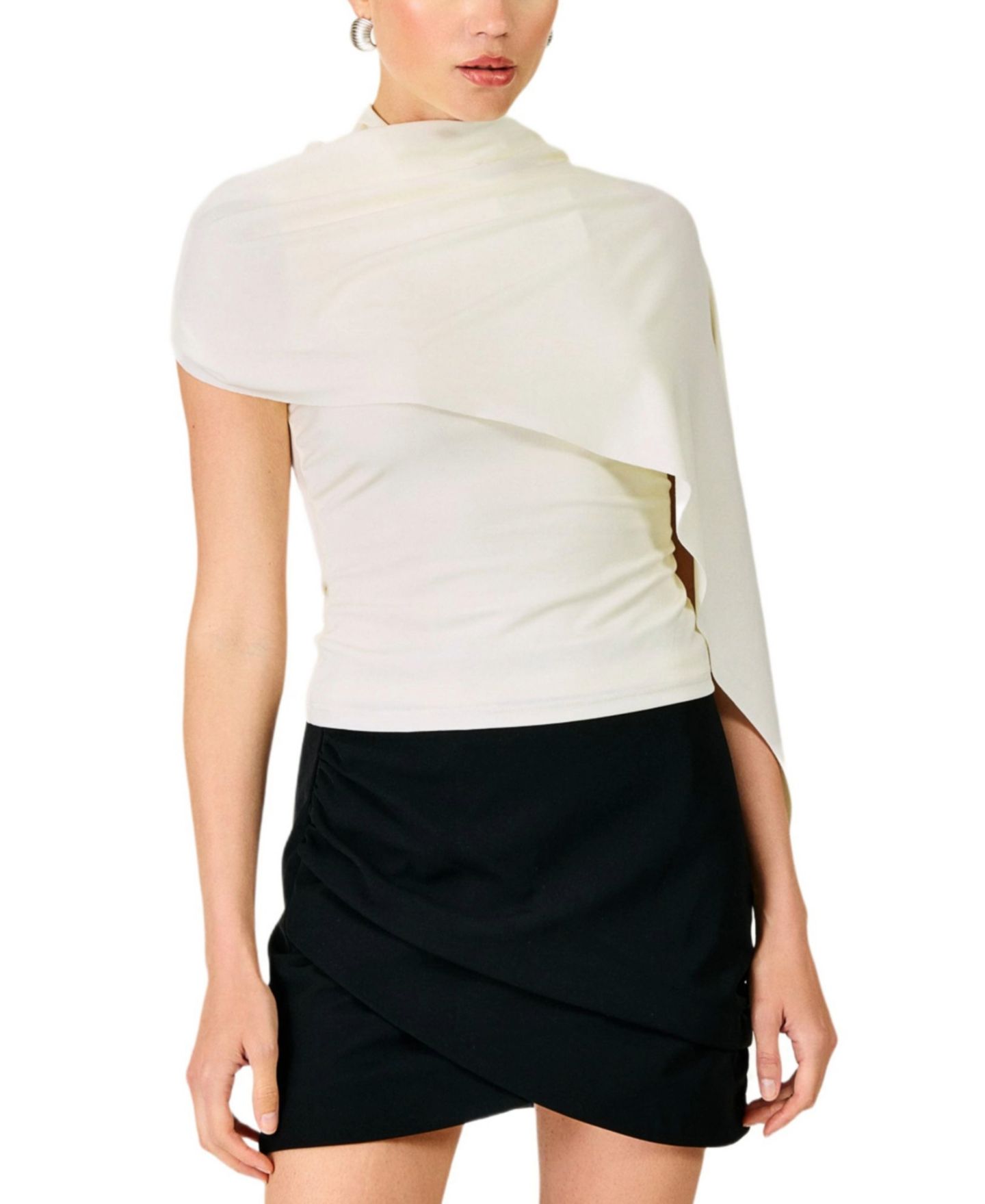 Женский топ Line & Dot Arabella High-Neck Cape-Sleeve, цвет: Слоновая кость — фото 4