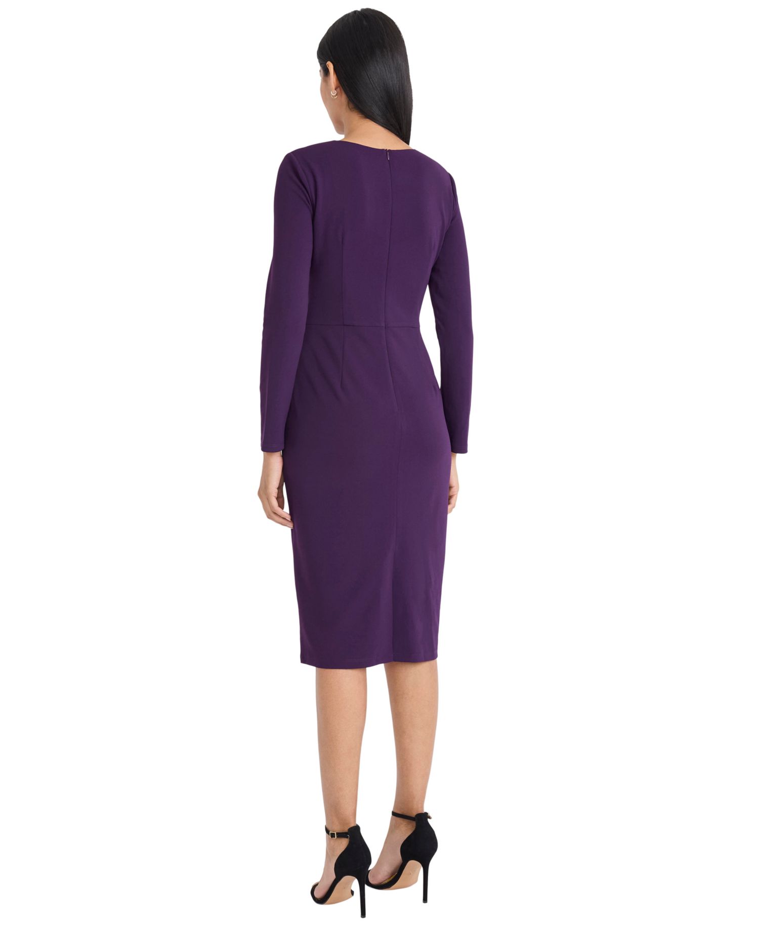 Women's Scuba-Crepe Gathered Midi Dress