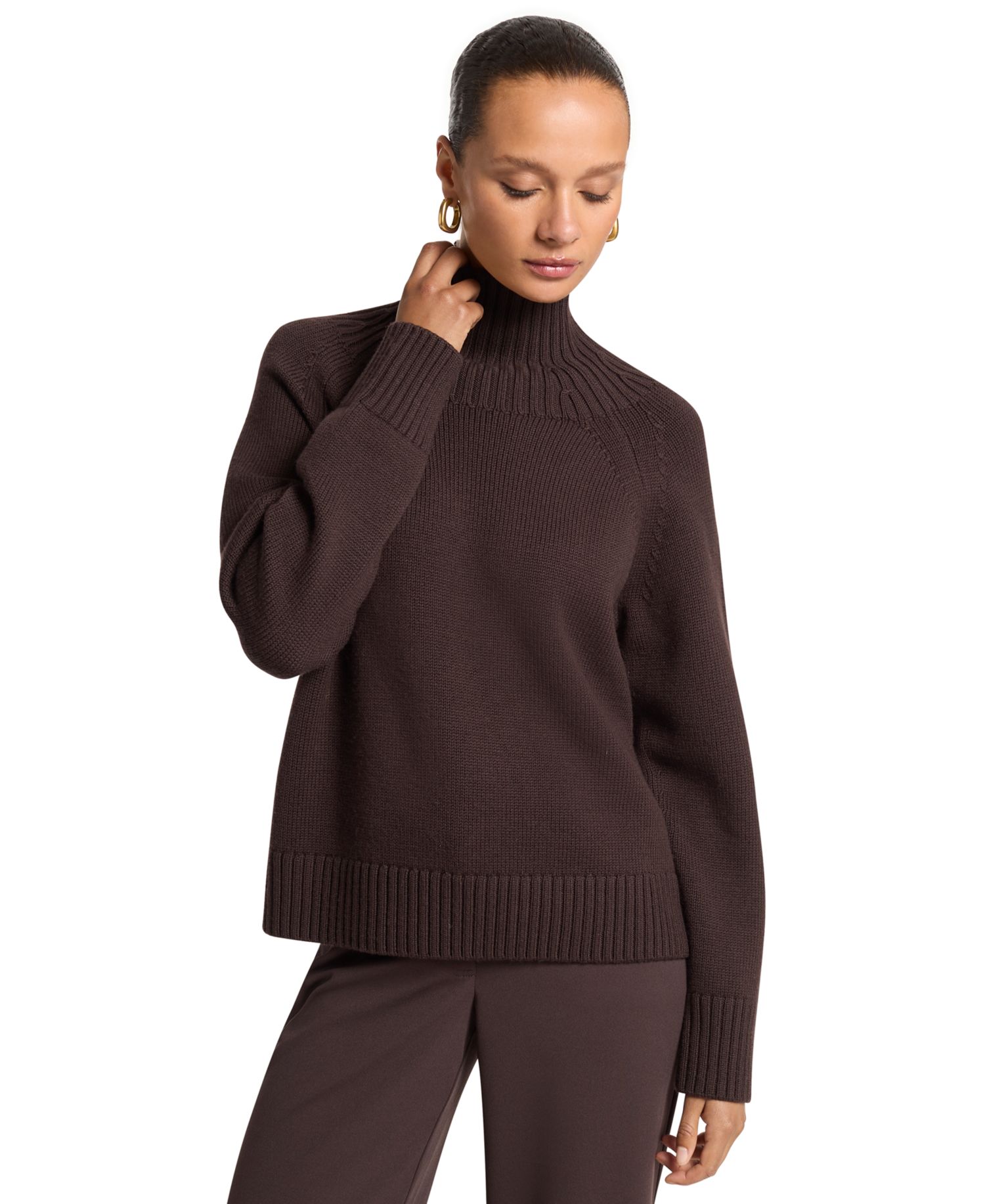 Women's Mock-Neck Wool Pullover Sweater