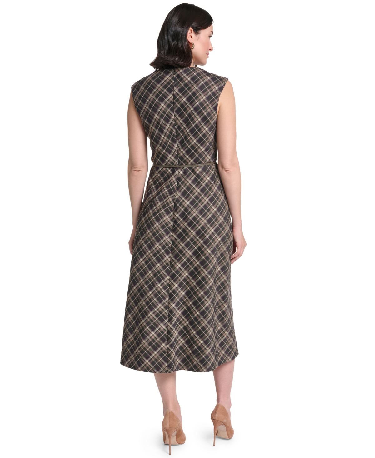 Jessica Howard Women's Cap Sleeve Bias Plaid Midi Dress