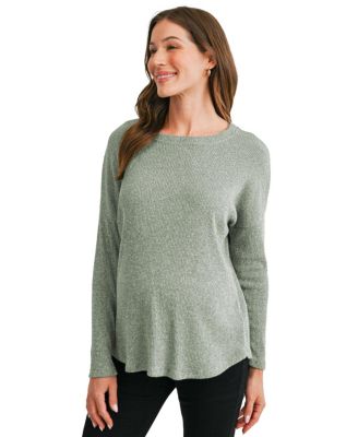 Maternity Crewneck Long-Sleeve Relaxed-Fit Sweater