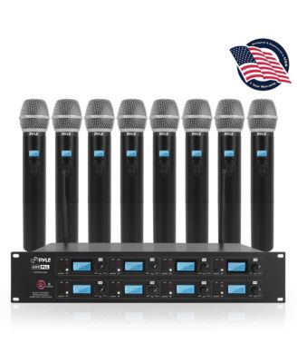 8-Channel UHF Wireless Microphone System Kit with (8) Transmitters and Headsets PDWM8275
