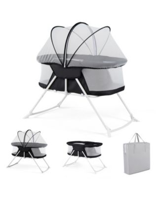 2-in-1 Baby Bassinet and Bedside Sleeper with Rocking Feet and Breathable Mesh