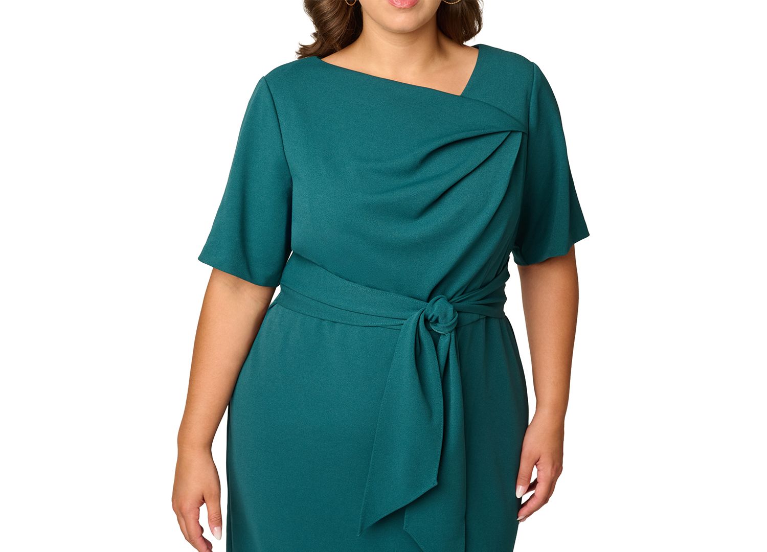 Plus Size Crepe Asymmetrical Knee-Length Sheath Dress