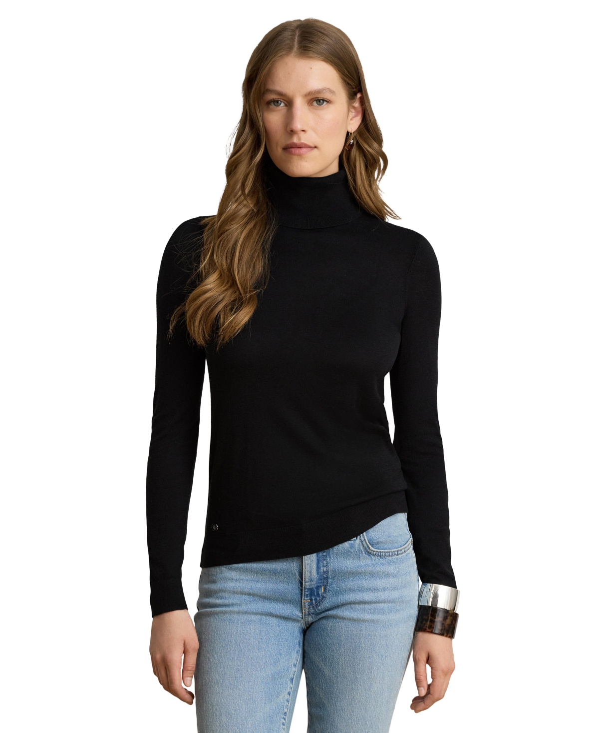 Lauren Ralph Women's Modal-Silk Blend Slim-Fit Turtleneck Sweater