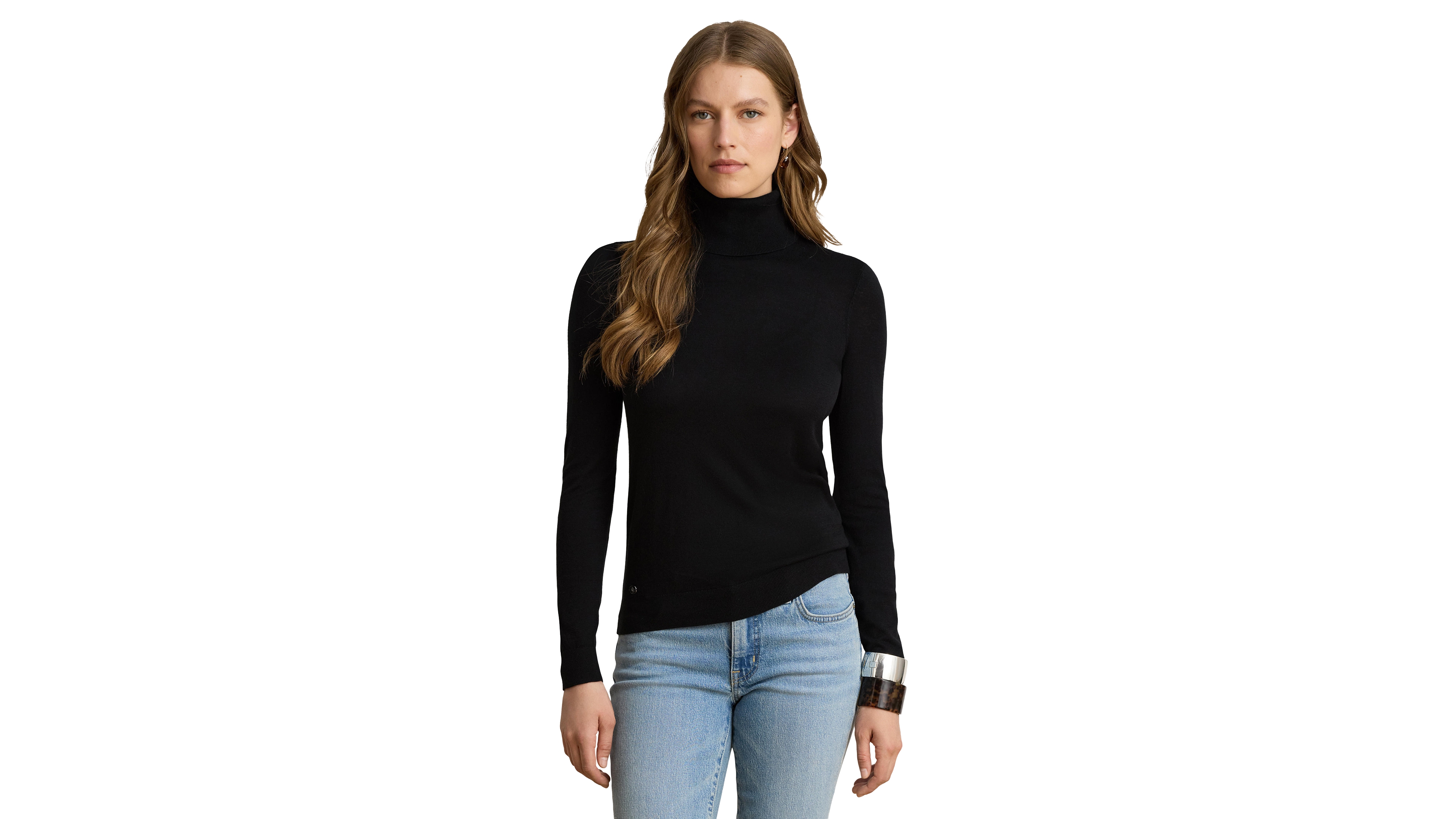 Lauren Ralph Women's Modal-Silk Blend Slim-Fit Turtleneck Sweater