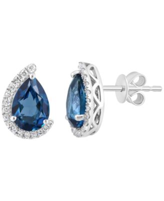 London Blue Topaz (3-1/10 ct. t.w.) & Diamond (1/6 ct. t.w.) Earrings in 14k White Gold